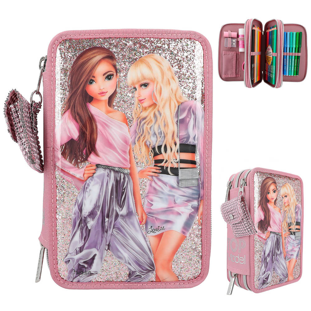 TOPModel 3-vaks etui Glitter Queen met glitter
