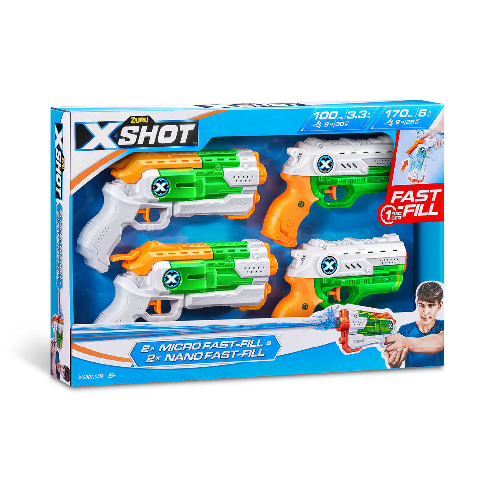 XSHOT Fast-Fill Nano & Micro waterblasters 4-pack
