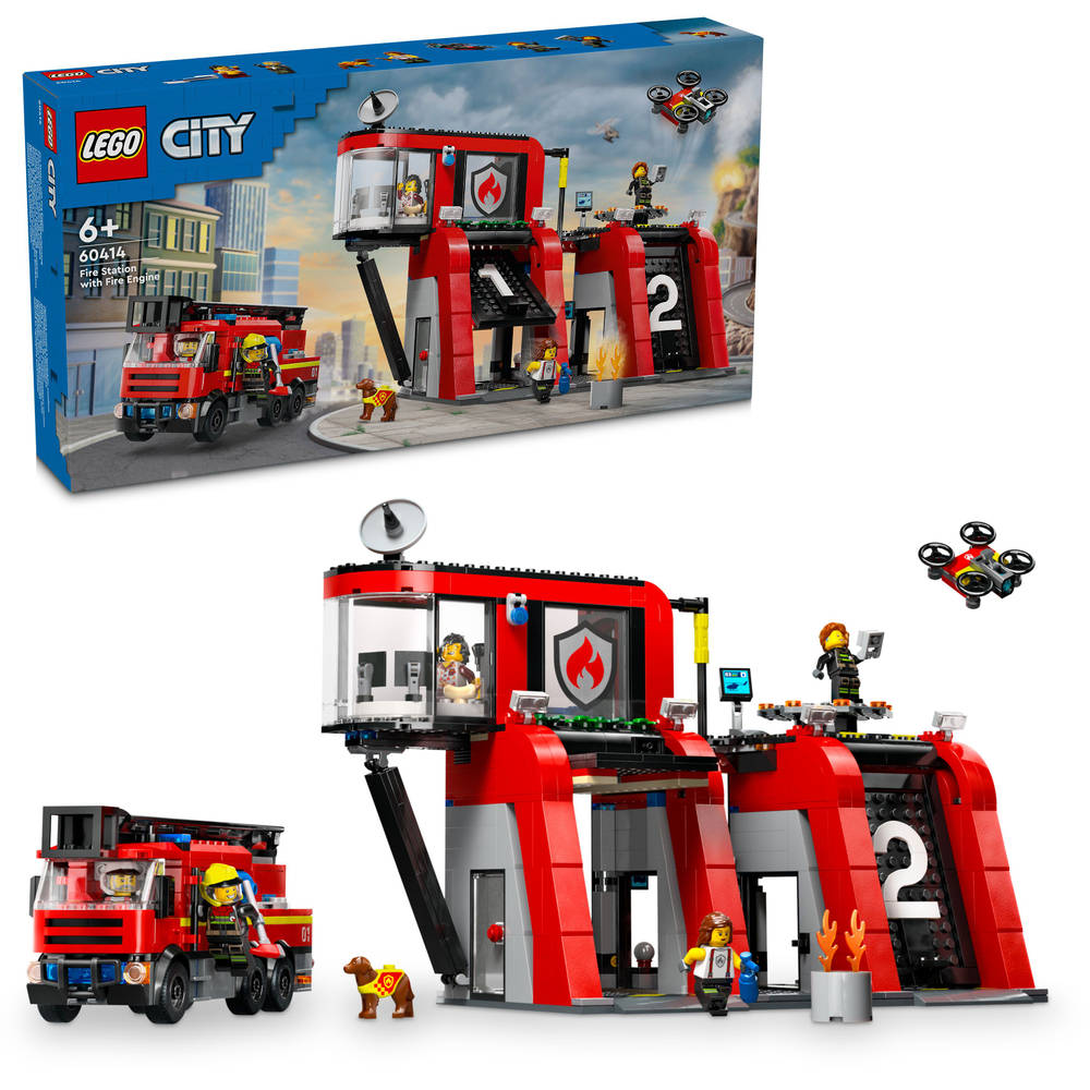 LEGO City brandweerkazerne en brandweerauto 60414