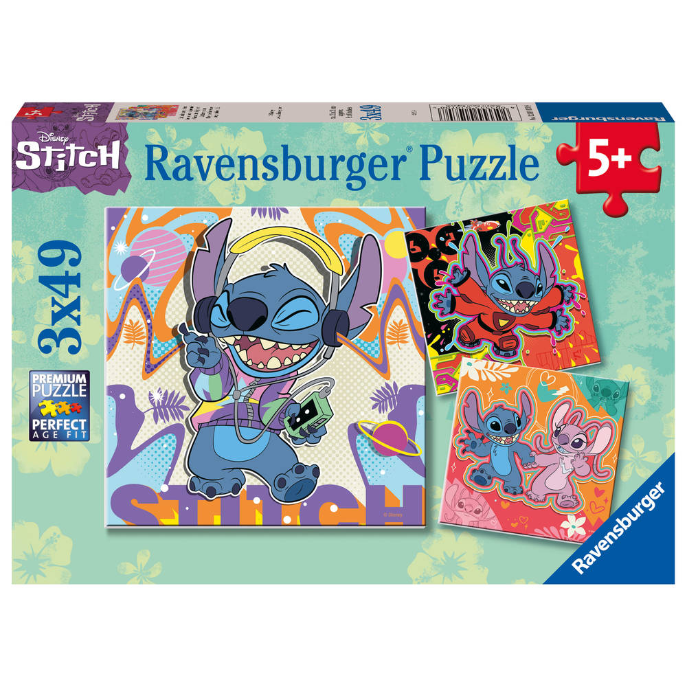 Ravensburger puzzel Disney Stitch - 3 x 49 stukjes Main Image