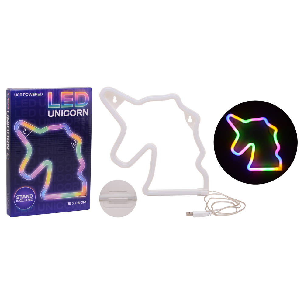 Eenhoorn regenboog nachtlamp met USB kabel en standaard Main Image