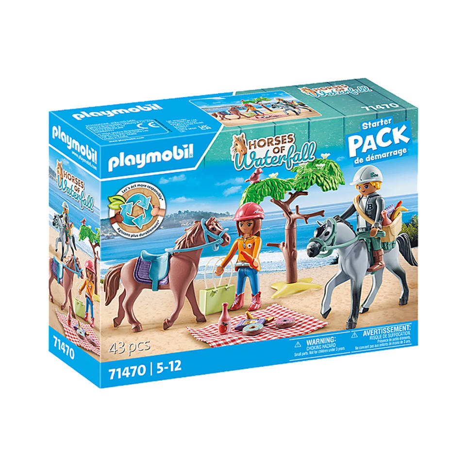 PLAYMOBIL Horses of Waterfall Starter Pack paardrijden naar het strand met Amelia en Ben 71470 Main Image
