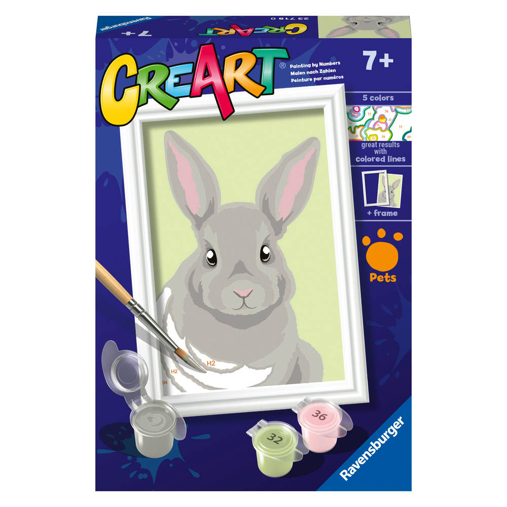 Ravensburger CreArt E: Lobitos – Kit De Pintura Por Números Para Niños Con Pegatinas Brillantes, Marco Incluido, Regalo Ideal Para Niñas De 9 Años
