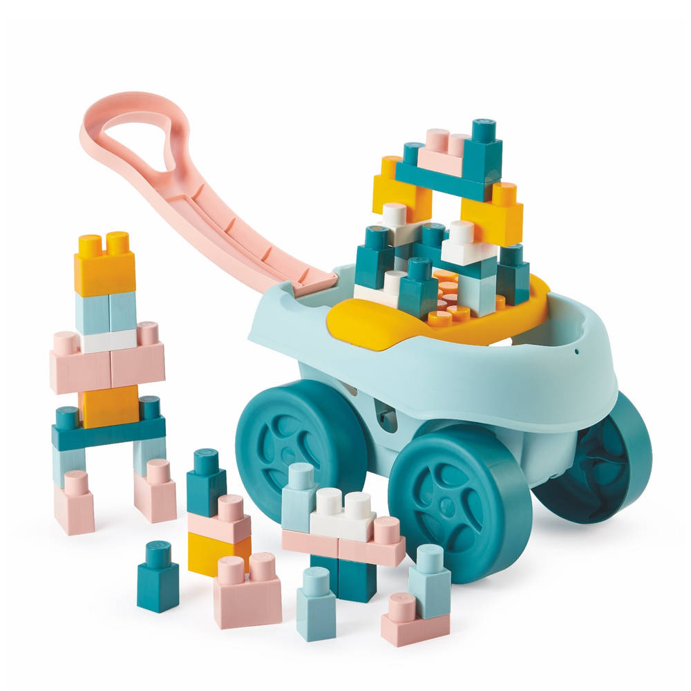 Abrick bolderkar met 40 maxi bouwstenen - pastel