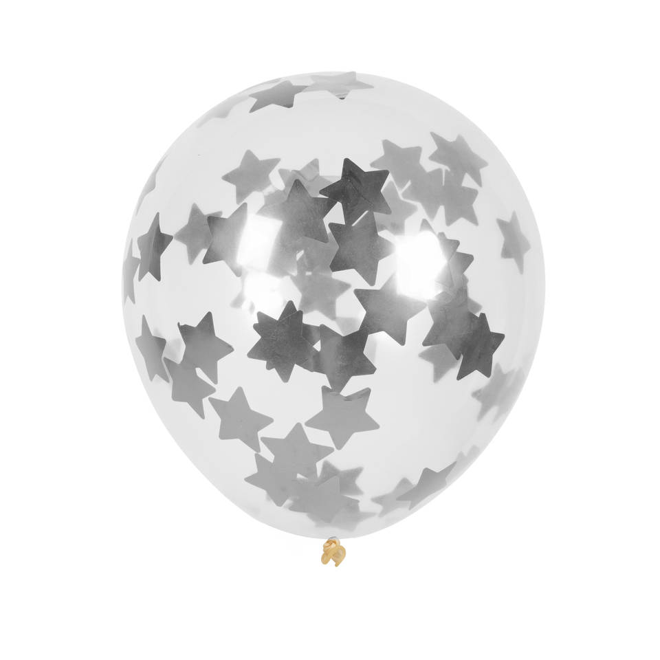 Confetti ballonnen sterren set 5-delig - zilverkleurig