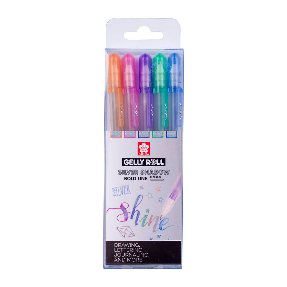 Sakura Gelly Roll Silver Shadow gelpennen 5-delig