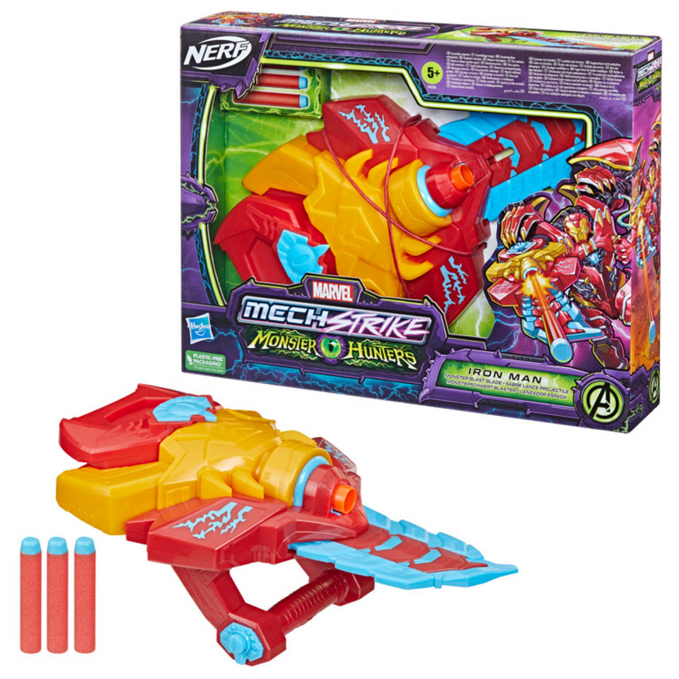 NERF Marvel Mech Strike Monster Hunters Iron Man Blast Blade