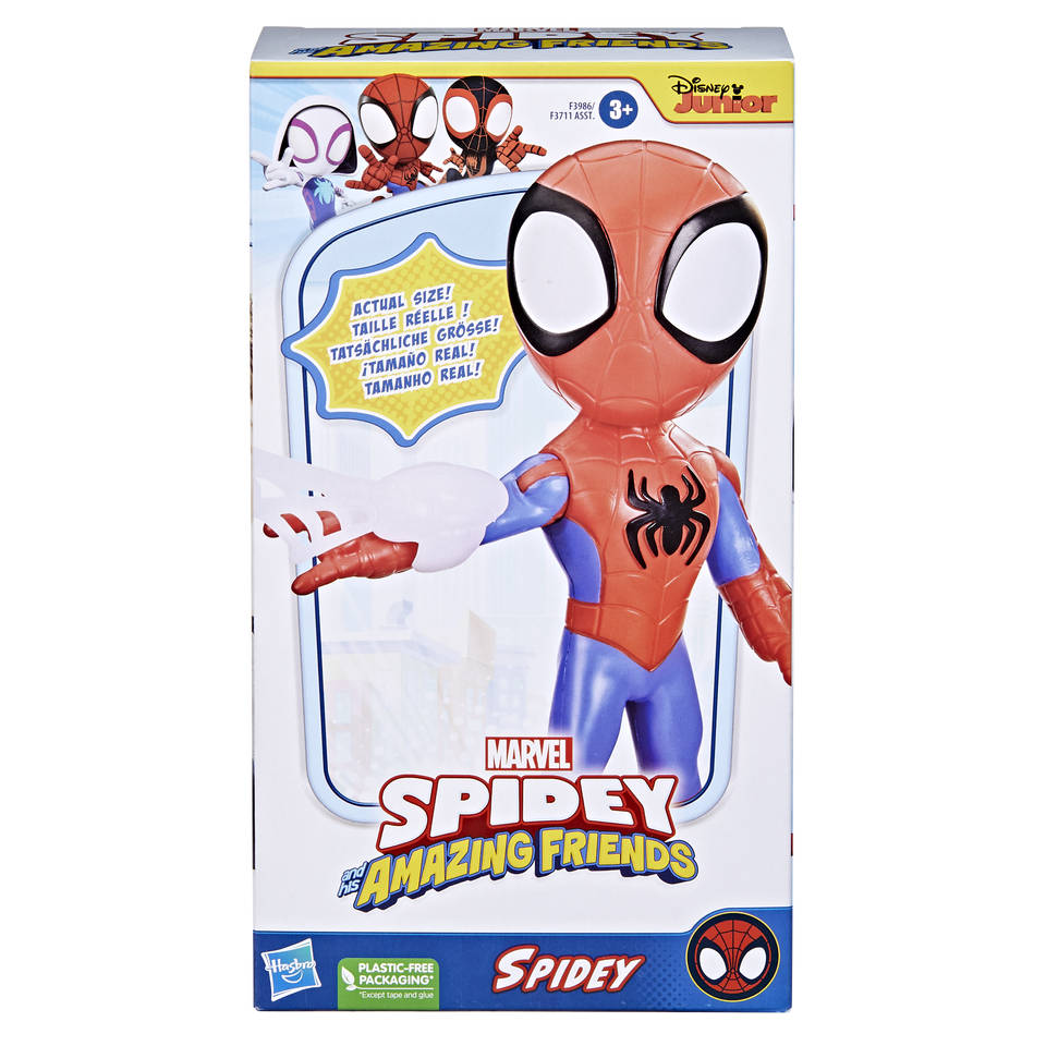 Hasbro Marvel Spidey en zijn buitengewone vrienden, reuzenheldenfiguur 22 cm Spidey, speelgoed voor kinderen vanaf 3 jaar