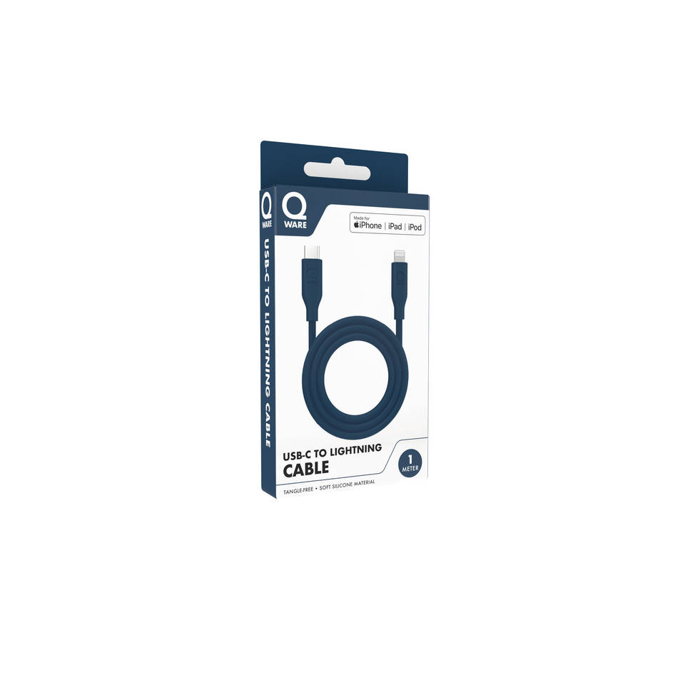 Qware USB-C naar Lightning oplaadkabel - blauw Main Image