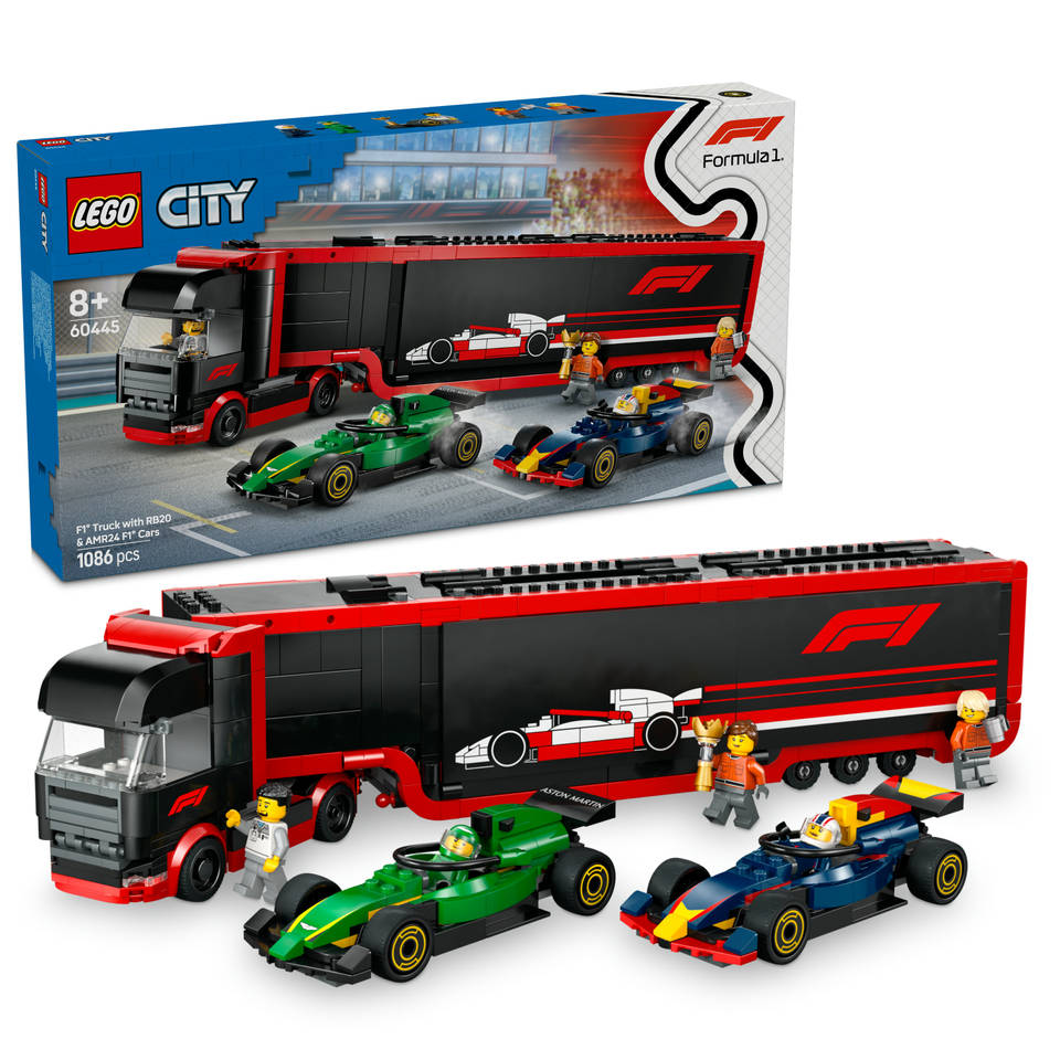 LEGO City 60445 F1 Truck with RB20 & AMR24 F1 Cars