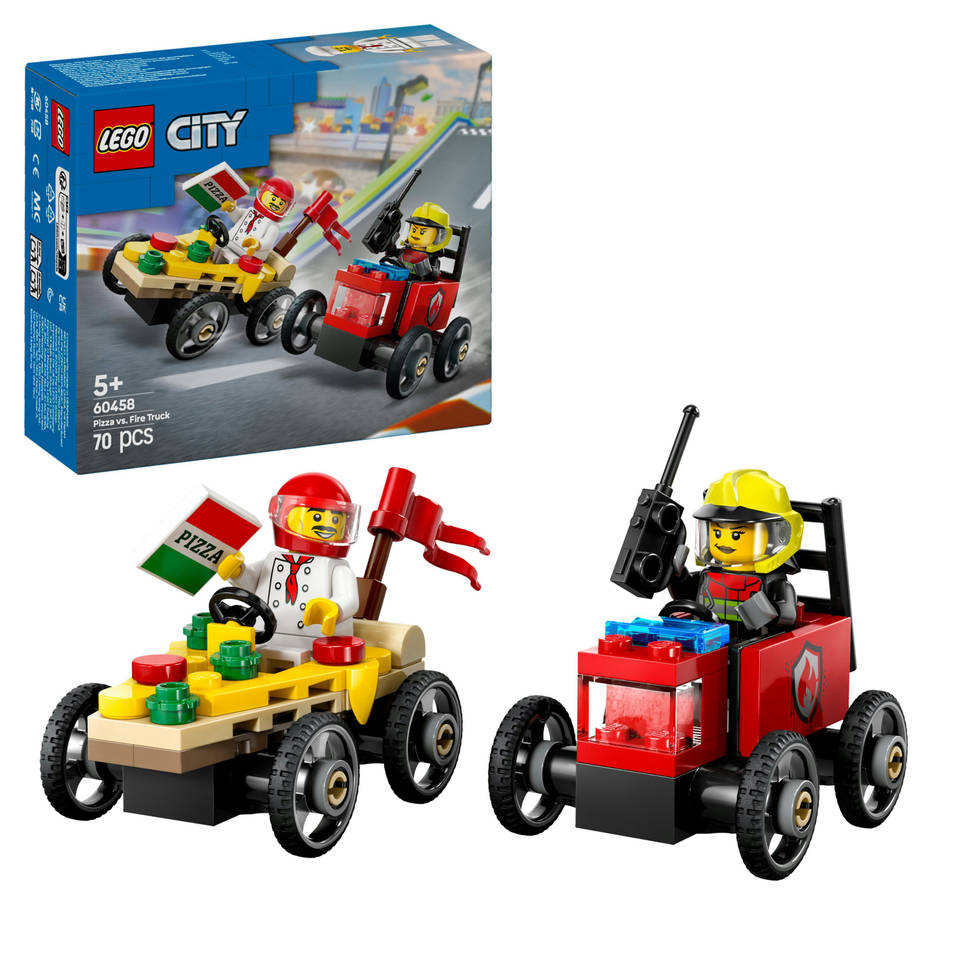 LEGO CITY raceautopakket pizzabestelwagen vs. brandweerauto 60458