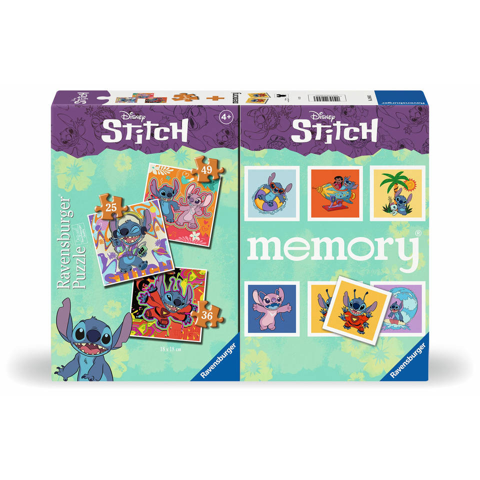 Ravensburger Disney Stitch puzzelset + memory - 25 + 36 + 49 stukjes