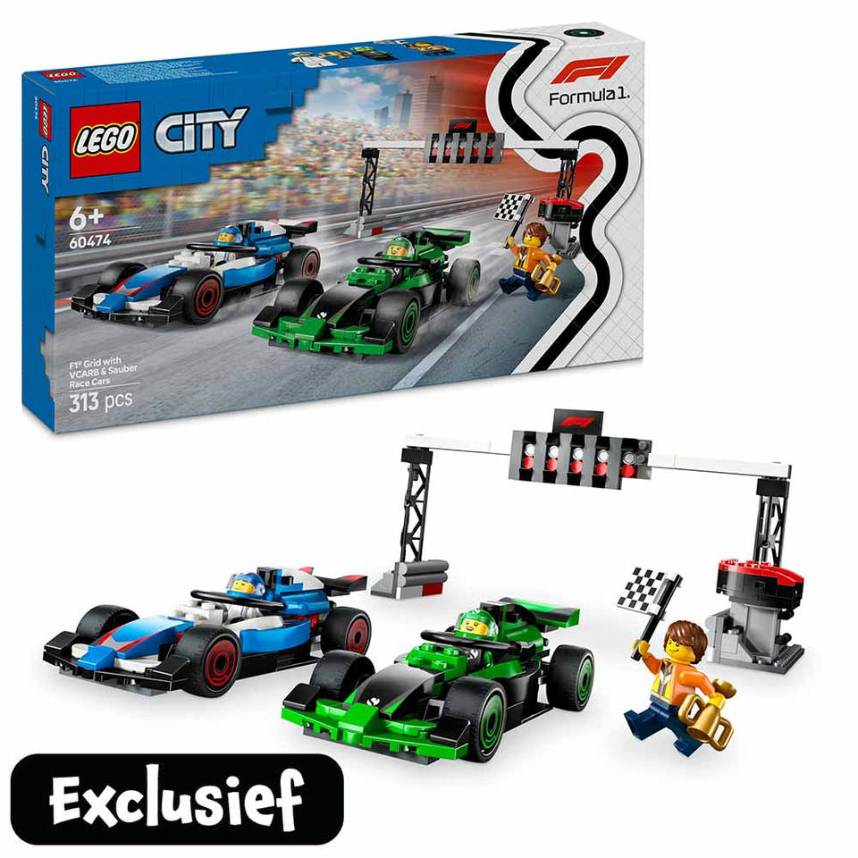 LEGO CITY F1 grid met VCARB en Sauber racewagens 60474