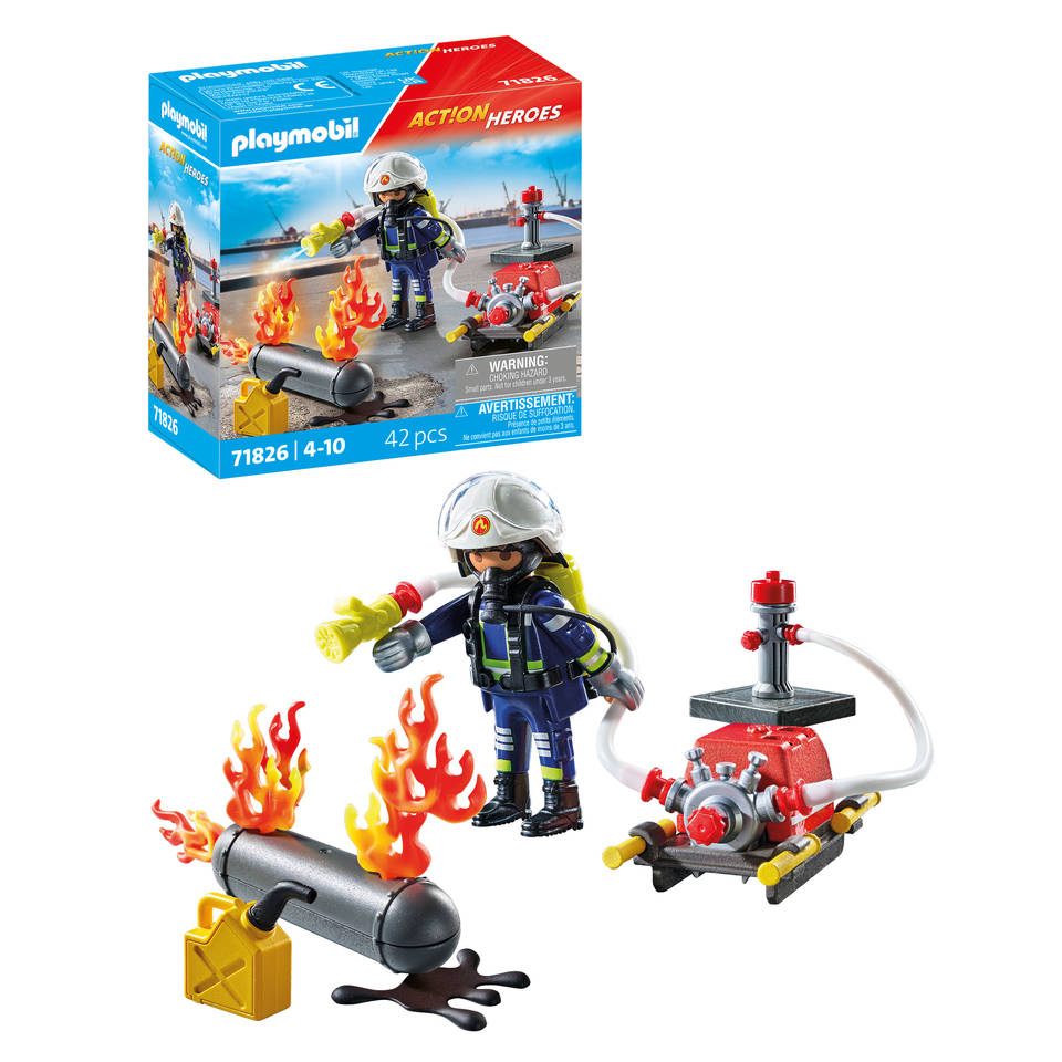 PLAYMOBIL Action Heroes brandweerman met waterpomp 71826