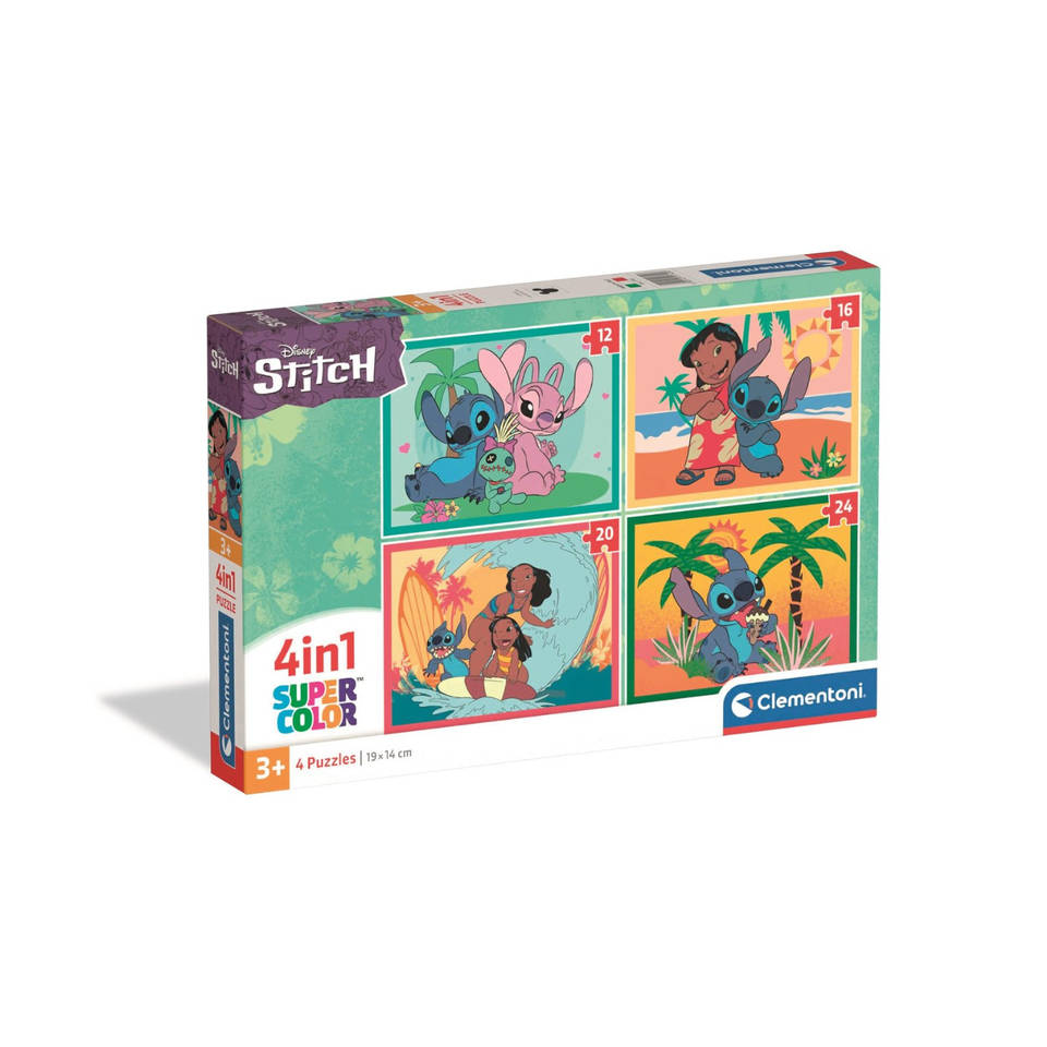 Clementoni Disney Stitch 4-in-1 puzzelset - 12 + 16 + 20 + 24 stukjes