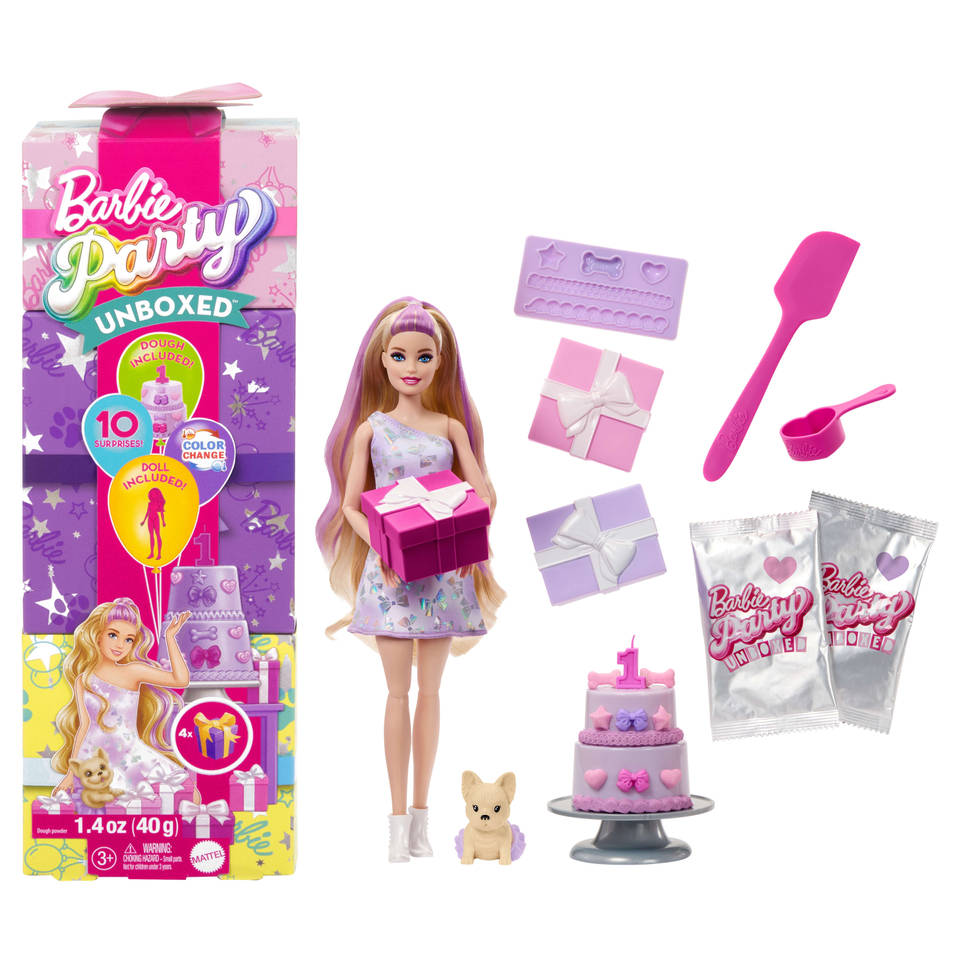 Barbie Party Unboxed huisdier verjaardag - paars