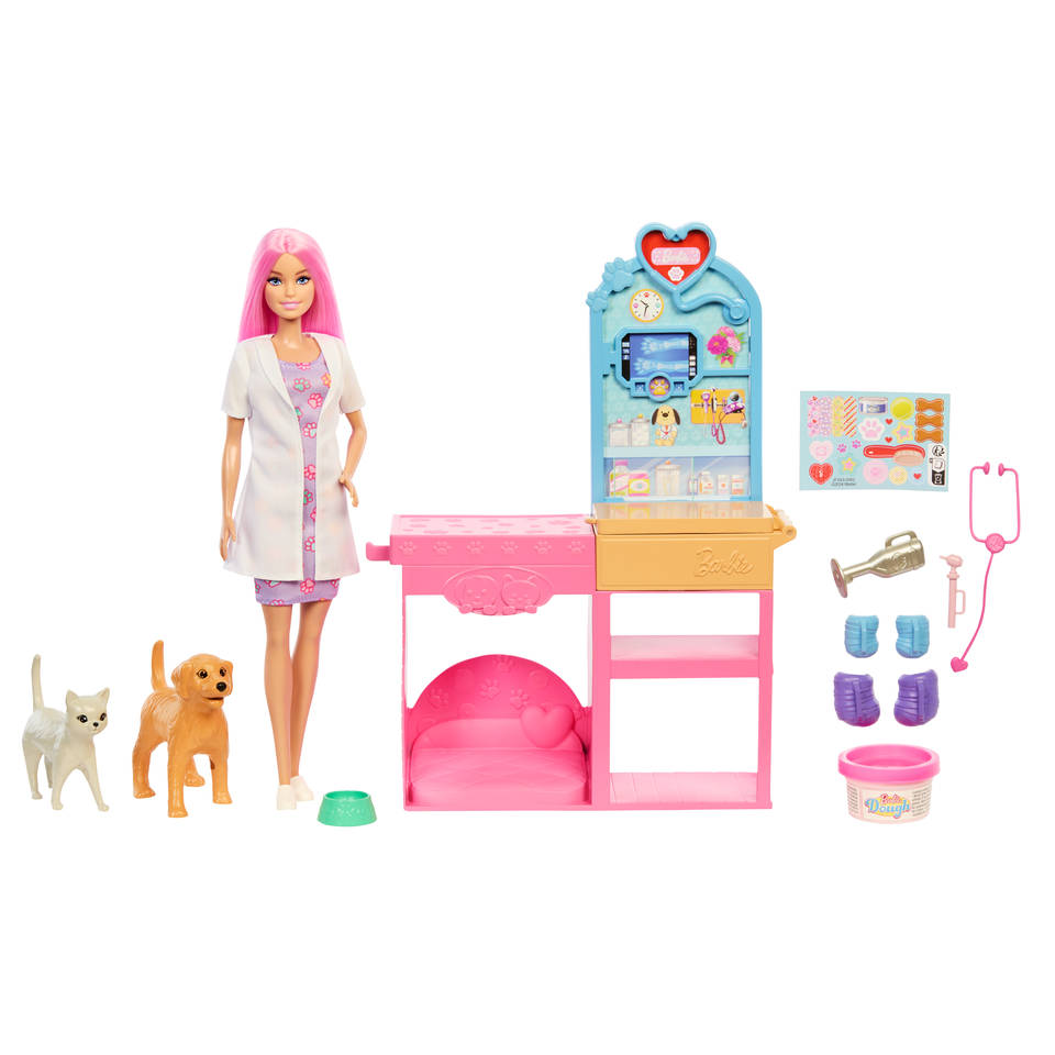 Barbie snelgips dierenkliniek pop met accessoires