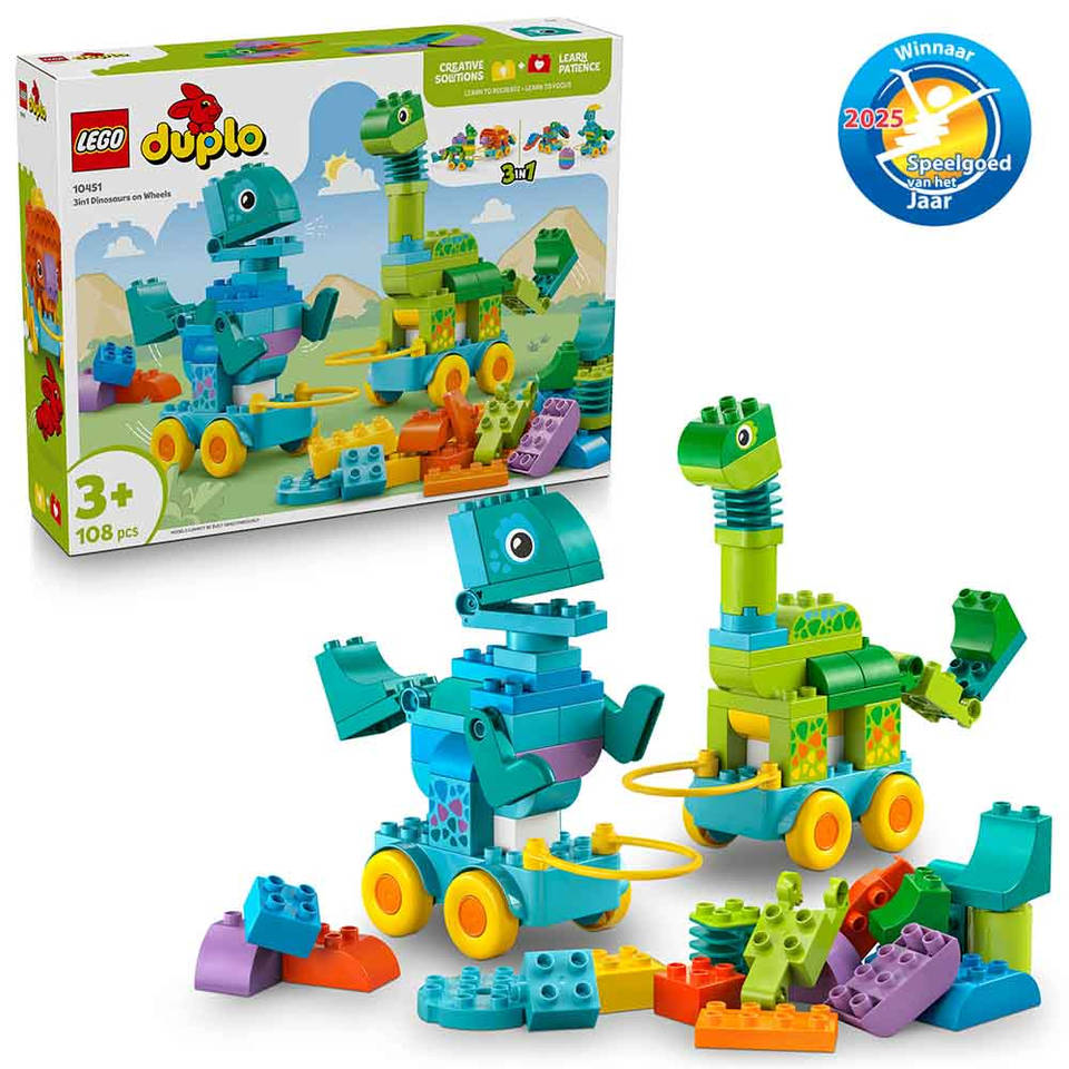 LEGO DUPLO 3-in-1 dinosaurussen op wielen 10451