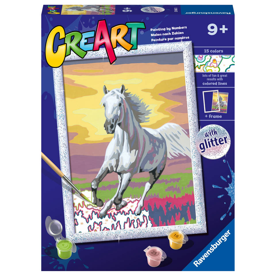 Ravensburger CreArt Schilderen op nummer paard bij zonsondergang Main Image
