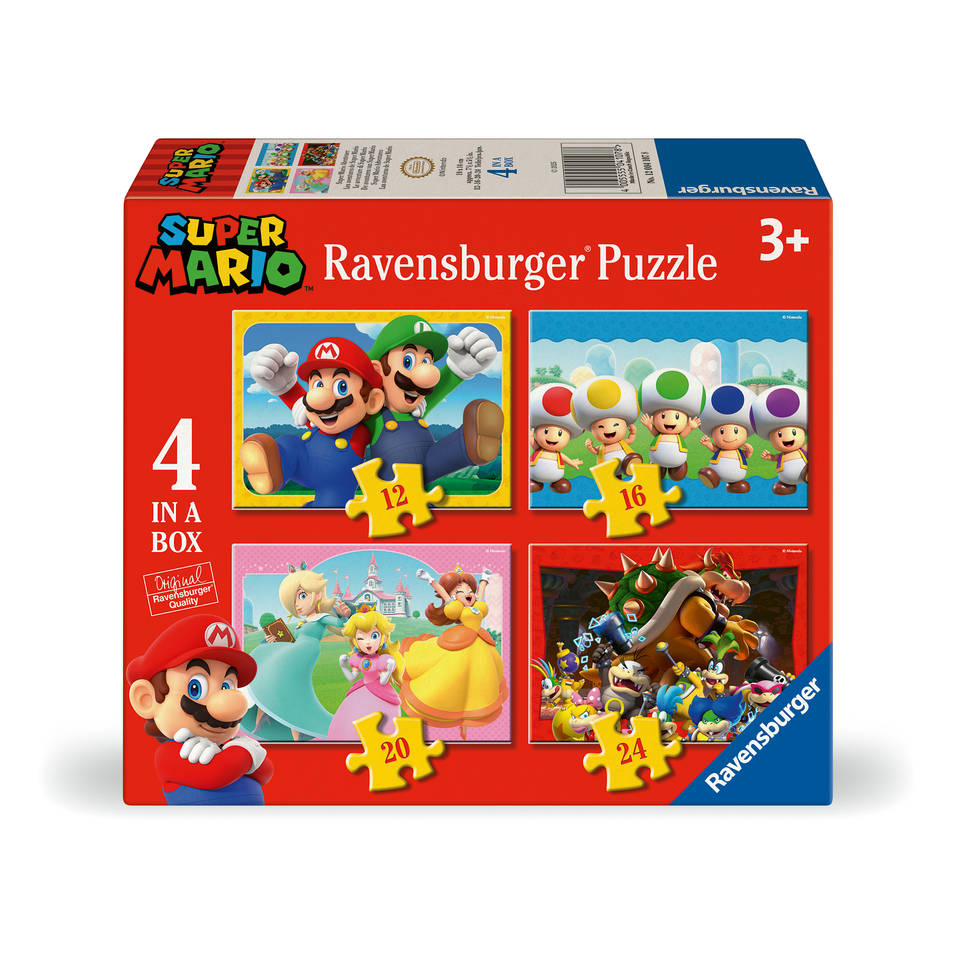 Ravensburger Super Mario 4-in-1 puzzelset - 12 + 16 + 20 + 24 stukjes