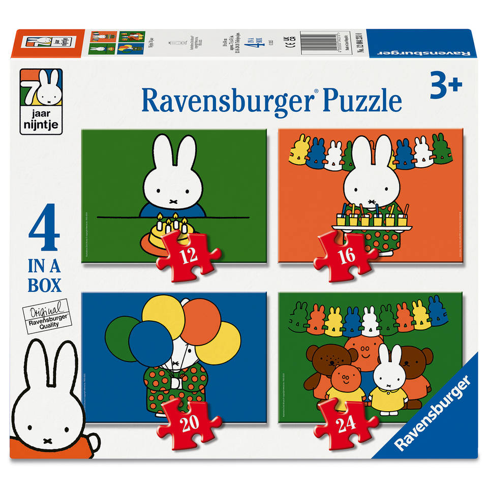 Ravensburger nijntje 70 jaar 4-in-1 puzzelset - 12 + 16 + 20 + 24 stukjes