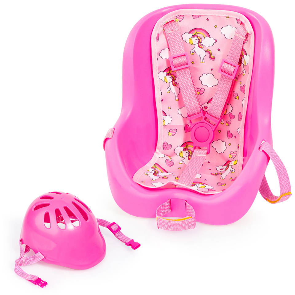 Fietsstoeltje met helm - roze