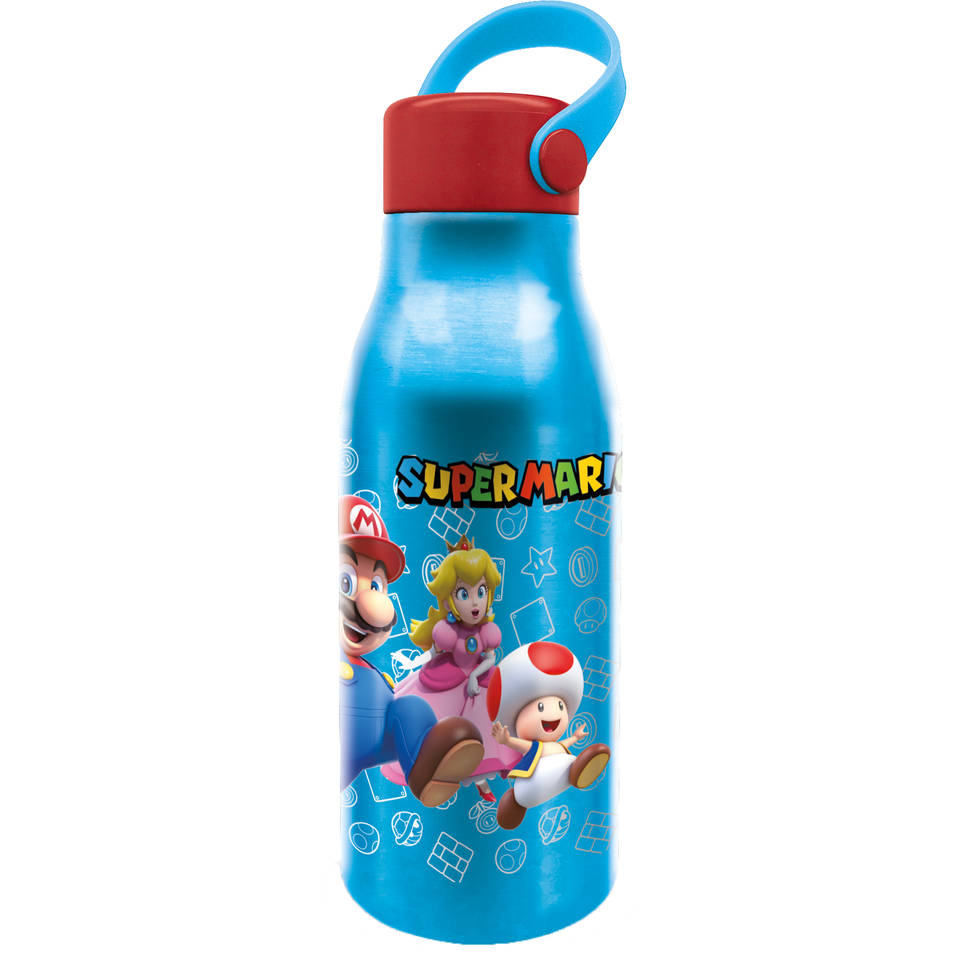 Super Mario Trinkflasche Aus Tritan – 480 Ml, BPA-frei, Mit Automatischem Öffnungsdeckel