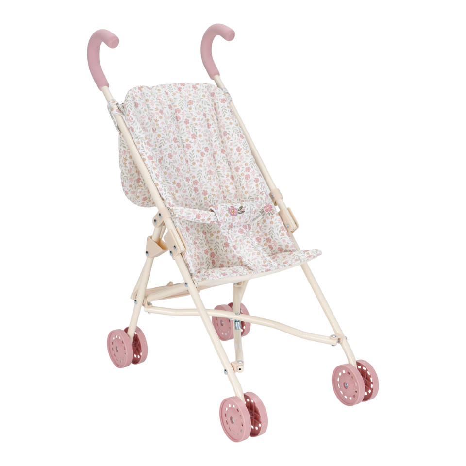 Little Dutch witte poppenbuggy met bloemen- en vlinderpatroon