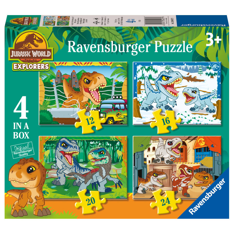 Ravensburger Jurassic World Explorers 4-in-1 puzzelset - 12 + 16 + 20 + 24 stukjes