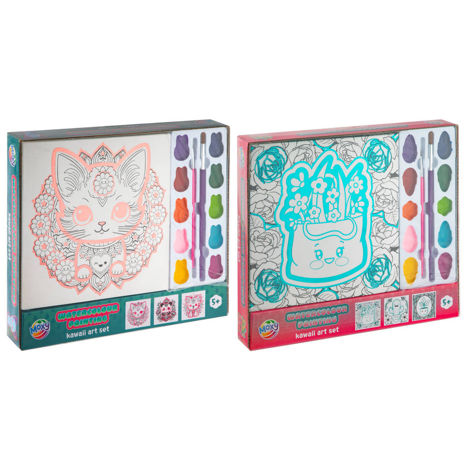 Kawaii waterverf canvas set - 19,5 cm