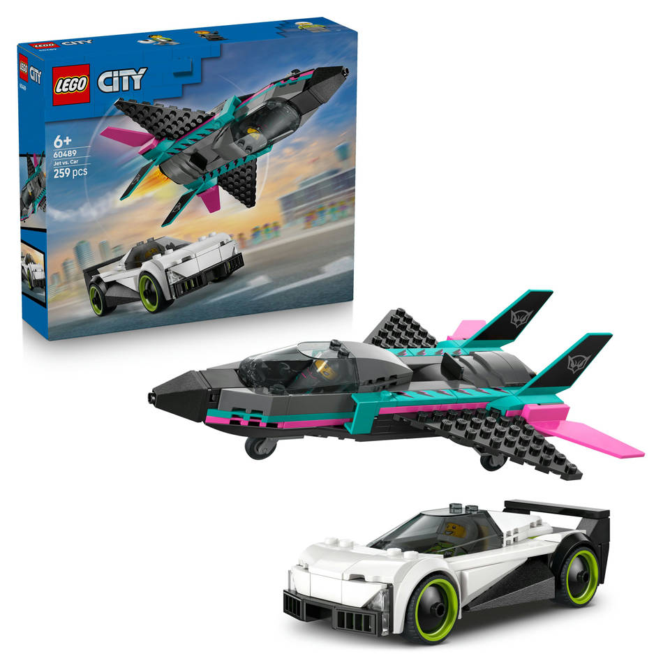 LEGO City straalvliegtuig vs. sportauto 60489