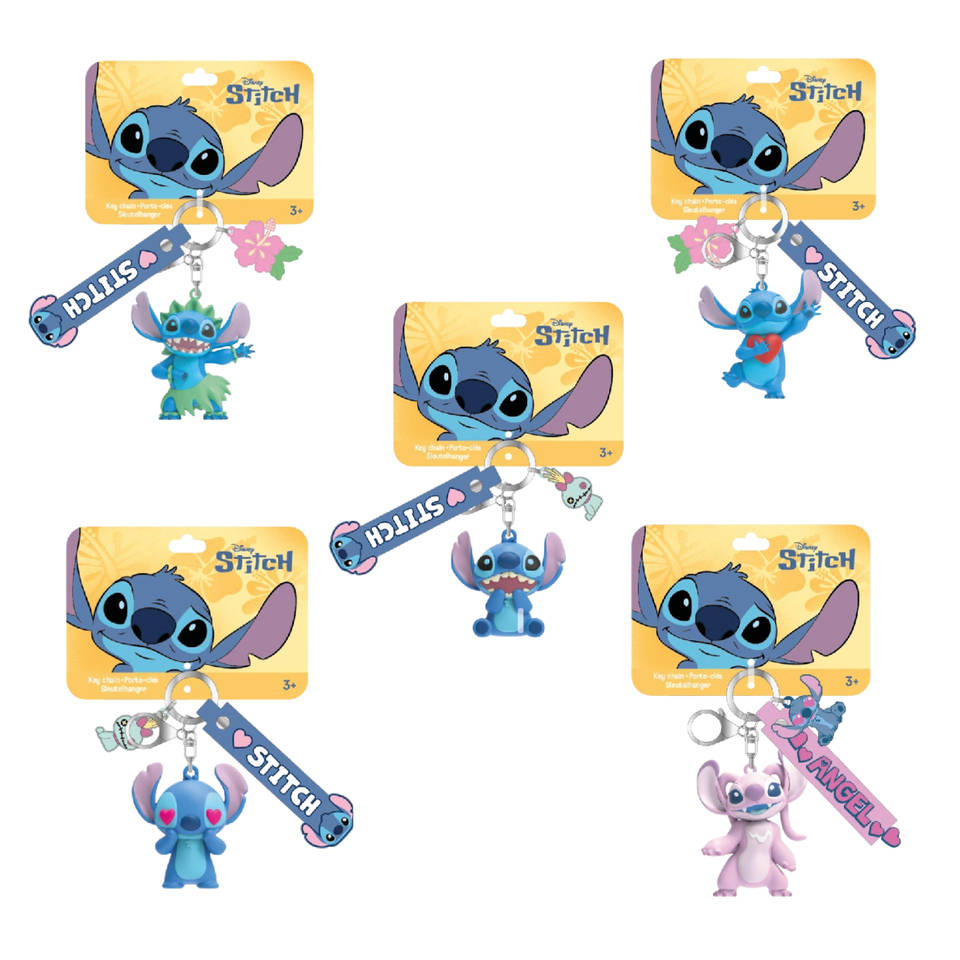 Disney Stitch 3D sleutelhanger met lederen bandje
