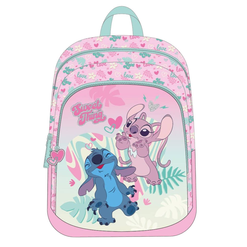 Disney Stitch Love rugzak met 2 vakken - 38 x 28 x 16 cm