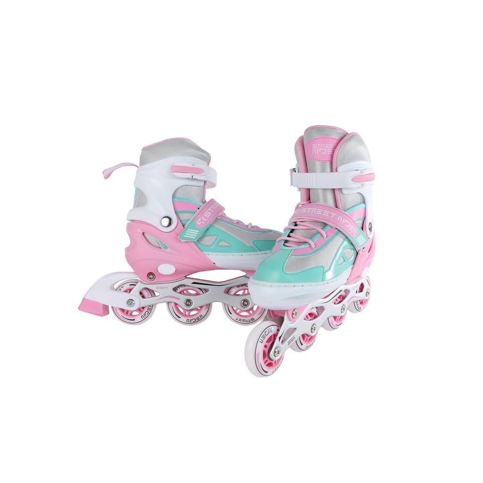 Street Rider inline skates verstelbaar - maat 37-40 - roze/groen