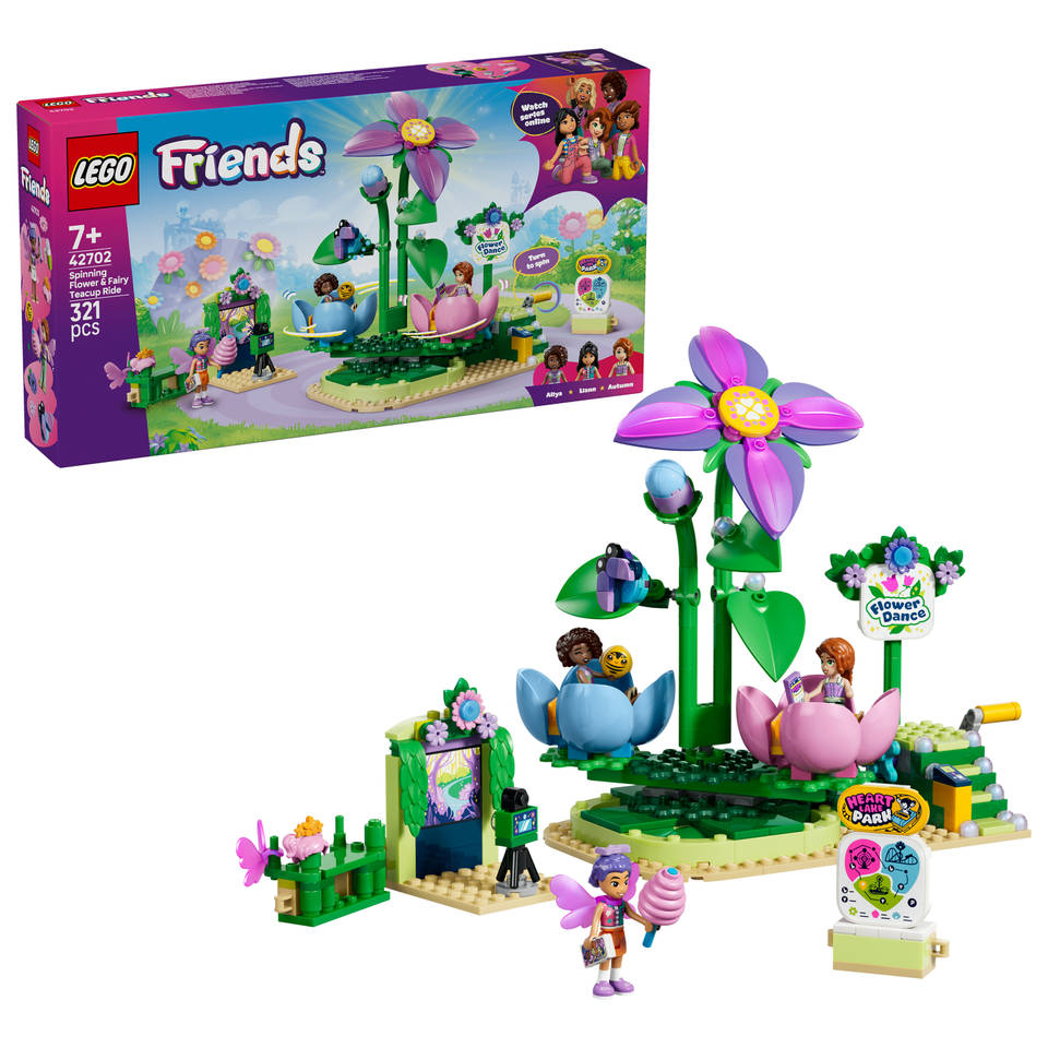 LEGO Friends draaiende theekopjesattractie met bloementhema 42702