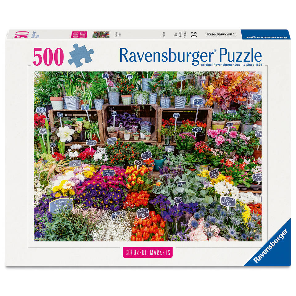 Ravensburger puzzel bloemenmarkt Frankrijk - 500 stukjes