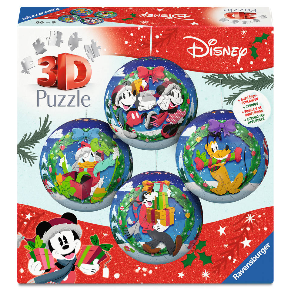 Ravensburger 3D-puzzel bal Disney kerst-motieven set van 4