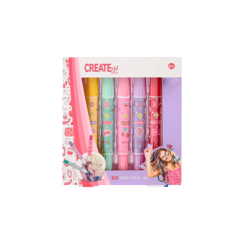 Create it! haarkrijtpennen set 5-delig