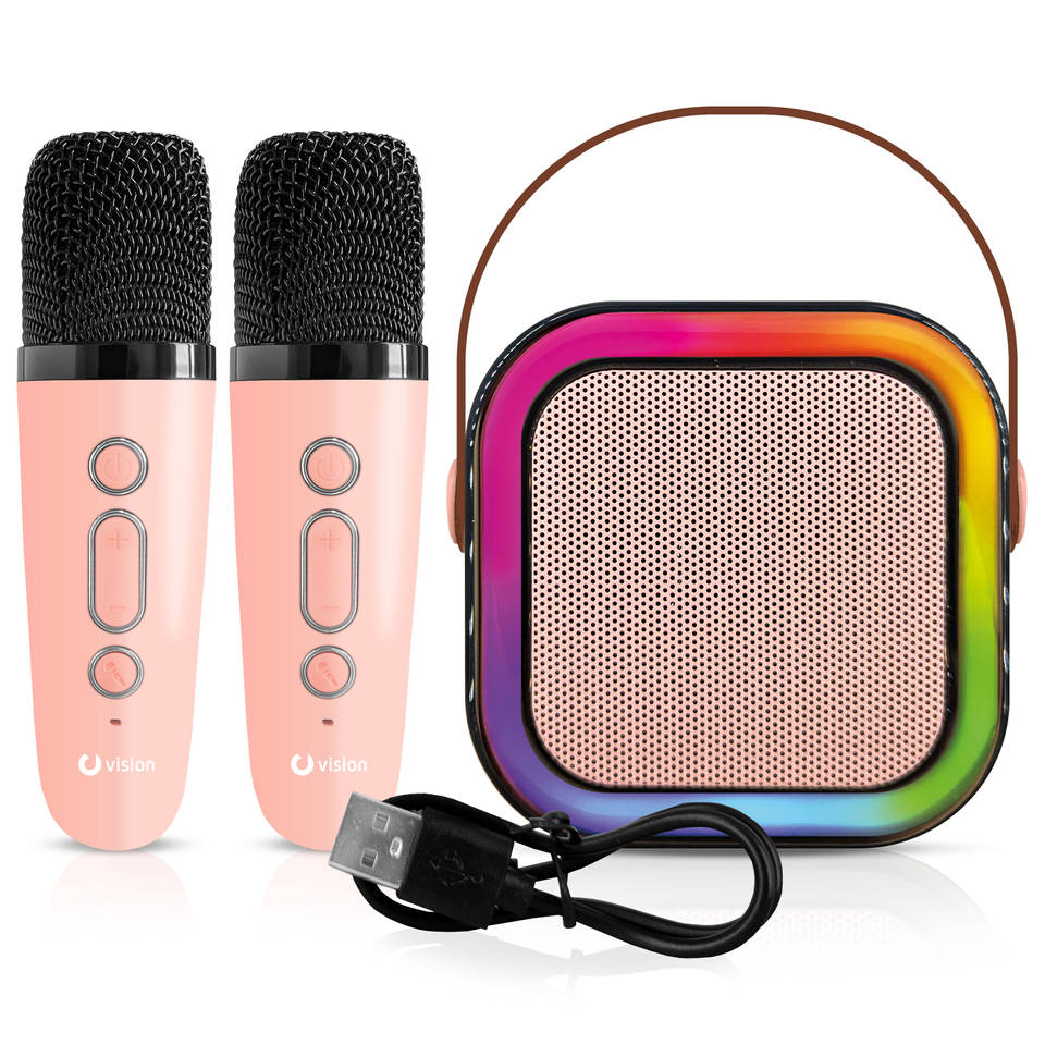 Karaoke speaker + 2 microfoons - roze