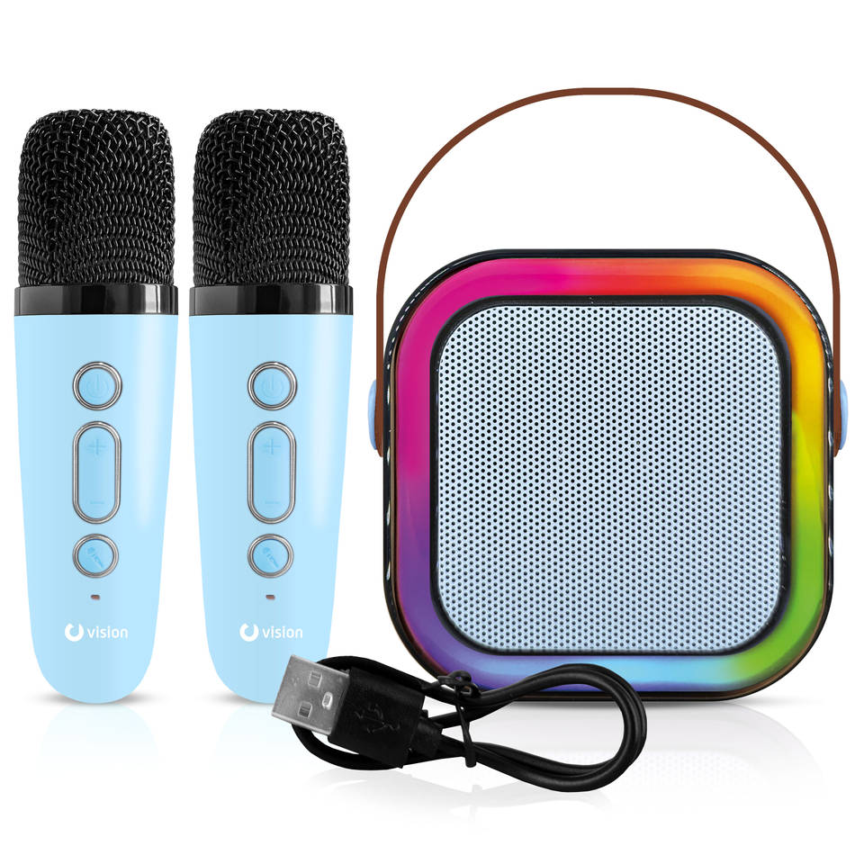 Karaoke speaker + 2 microfoons - blauw Main Image