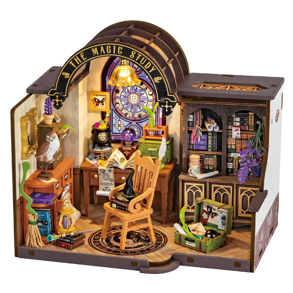 Robotime Rolife houten miniatuur magische studeerkamer