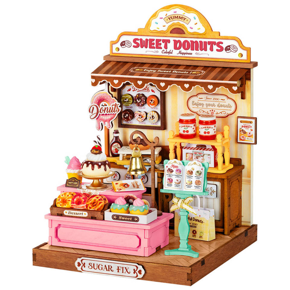 Robotime Rolife houten miniatuur donutwinkel