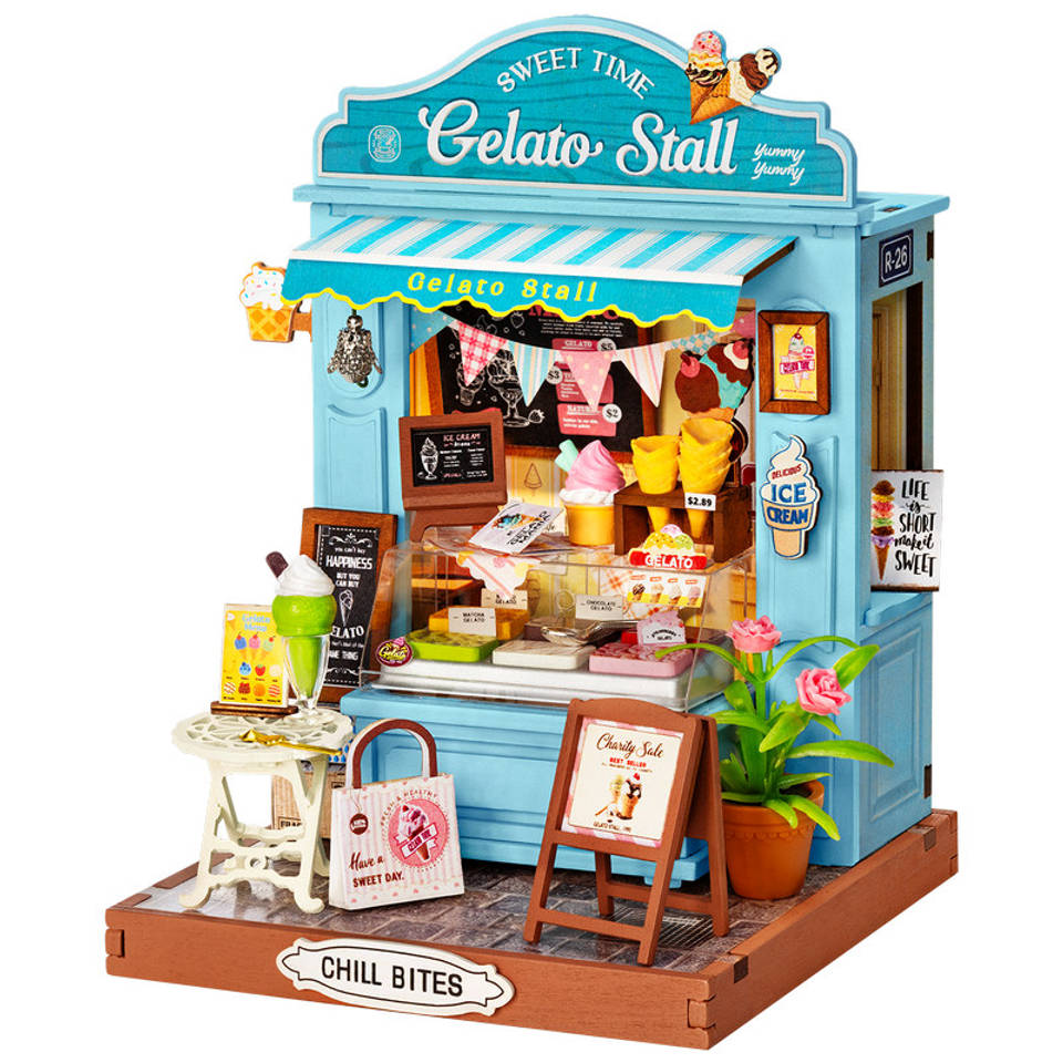 Robotime Rolife houten miniatuur gelato kraam