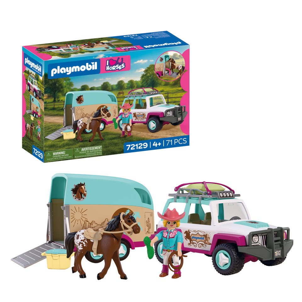 PLAYMOBIL Horses terreinwagen met paardentrailer 72129 Main Image