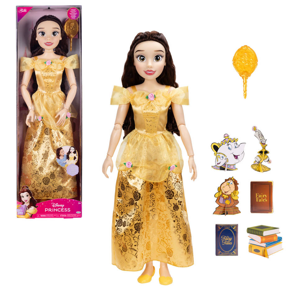 Disney Princess pop Belle met haarborstel - 80 cm Main Image