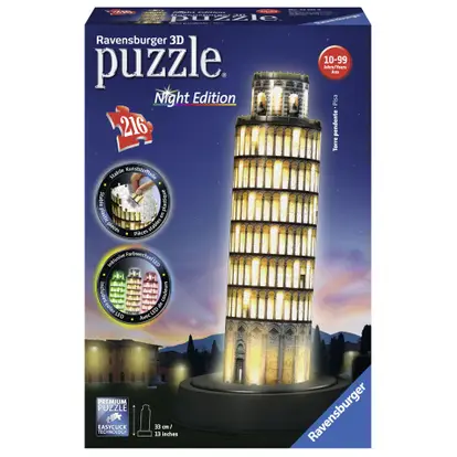 Vroegst Regenachtig inrichting Ravensburger 3D-puzzel Toren van Pisa bij nacht - 216 stukjes