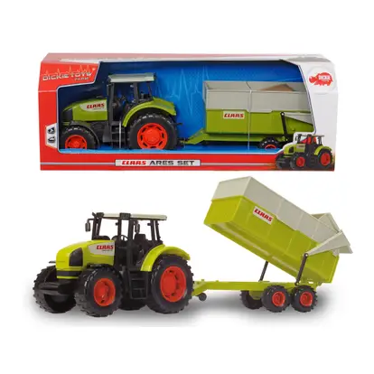gesmolten Indirect schakelaar Dickie Toys tractor met aanhanger Claas Ares - 57 cm