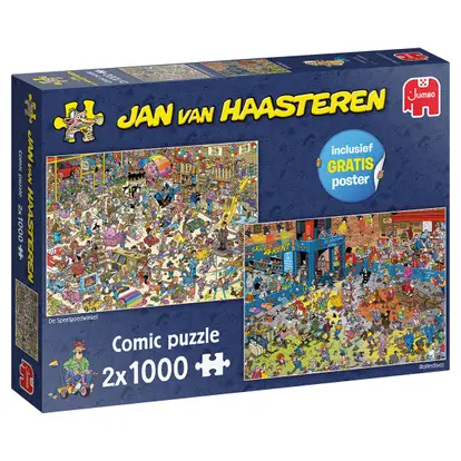 boog steek passend Jumbo Jan van Haasteren puzzelset de Speelgoedwinkel & Rollerdisco - 2 x  1000 stukjes