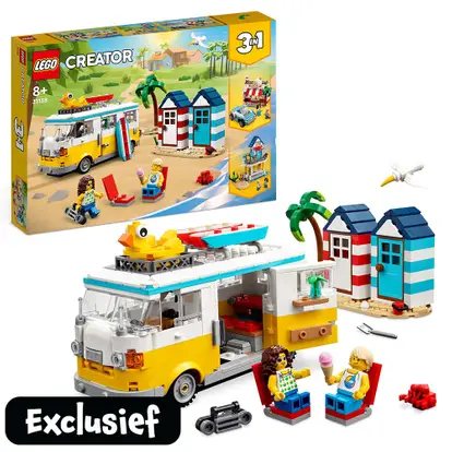 veiligheid inzet Aubergine LEGO Creator 3-in-1 strandkampeerbus 31138