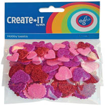 Create-it foam hartjes glitter - 132 stuks